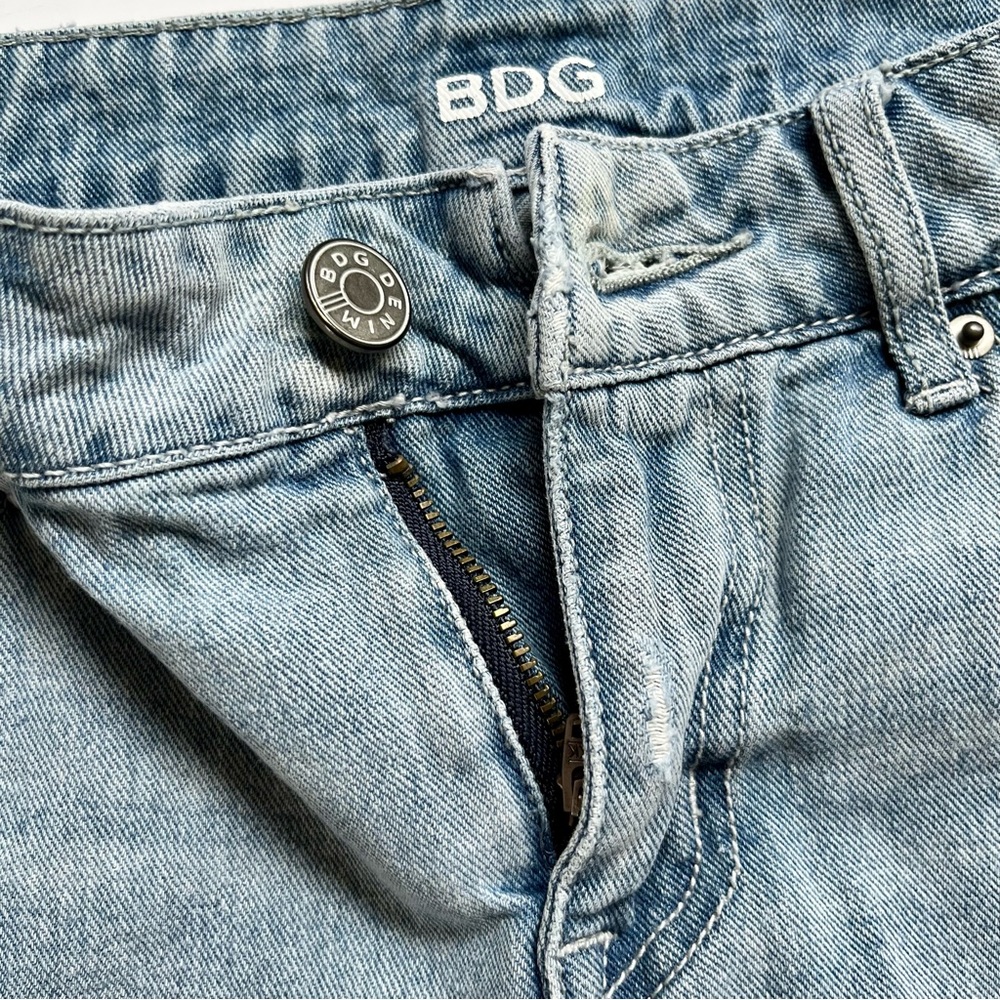 Denim Ripped Light Blue Mid Rise Shorties - Picture 3 of 8